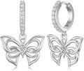 wholesale 925 Sterling Silver Butterfly CZ Dangle Hoop Earrings for Women Gifts-0-0