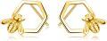 wholesale 925 Sterling Silver Hexagon Bee Stud Earrings Honeycomb  for Her-0-0