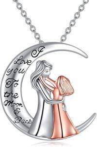 wholesale 925 Sterling Silver Moon & Back Love Necklace Gift for Mom Nana Mother Daughter-C Mom-moon