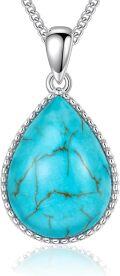 wholesale Sterling Silver Turquoise Teardrop Pendant December Birthstone Jewelry for Her-0-0