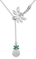 wholesale 925 Sterling Silver Dragonfly & Pineapple Lariat Necklace with Green CZ Stones - Gifts for Her-0-0