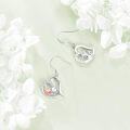 wholesale 925 Sterling Silver Heart-Shaped Elephant & Dog Dangle Earrings with Cubic Zirconia Accents-0-3