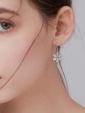 wholesale 925 Sterling Silver Snowflake Leverback Dangle Drop Earrings with Cubic Zirconia Accents-0-4