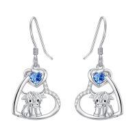 wholesale 925 Sterling Silver Heart Ox Earrings Wholesale With Red Gemstones-12-Dec-Topaz