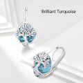 wholesale 925 Sterling Silver Tree of Life Turquoise Stone Drop Earrings for Women-0-5