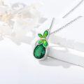 wholesale 925 Sterling Silver & Cubic Zirconia Dragonfly May Birthstone Emerald Necklace for Women-0-1