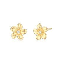 wholesale 14K Yellow Gold Moissanite Diamond Flower Stud Earrings for Women Push Backs Gift for Mom Wife Friend-7mm Moissanite Earring