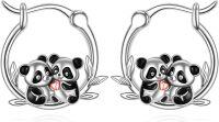 wholesale 925 Sterling Silver Panda Bear Huggers Hoop Earrings - Adorable Gifts for Her Him-Panda