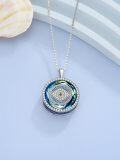 wholesale 925 Sterling Silver White Gold Plated Evil Eye Pendant Necklace with Crystal & Cubic Zirconia-0-2