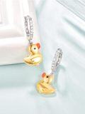 wholesale 925 Sterling Silver Duck Shape Enamel Huggie Hoop Earrings for Women Girls-0-1