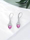 wholesale 925 Sterling Silver Heart Birthstone Celtic Knot Dangle Leverback Earrings-0-48
