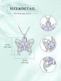 wholesale 925 Sterling Silver Heart Angel Wings Urn Keepsake Jewelry for Ashes - Blue Crystal Butterfly Charm Memorial Necklace-0-5