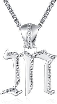 wholesale Sterling Silver Letter Pendant Necklace for Men Women-Letter-M