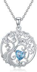 wholesale Sterling Silver Birthstone Tree of Life Necklace for Women-0-0