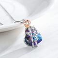 wholesale 925 Sterling Silver Blue & Purple Crystal Heart and Rose Pendant Necklaces for Women-0-3