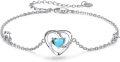 wholesale 925 Sterling Silver Turquoise & Opal Heart Anklet - I love you to the moon and back Adjustable Valentines Day Gifts for Her-0-0