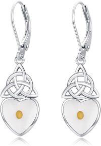 wholesale 925 Sterling Silver Heart-Shaped Celtic Knot with Yellow Stone Drop Earrings for Women-style-celtic knot
