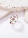 TOUPOP 14k Gold Plated Sterling Silver Moissanite Engagement Ring-0-4