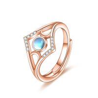 wholesale 925 Sterling Silver Opal And Diamond Ring With Elegant Openwork Design-rose gold plated