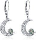 wholesale 925 Sterling Silver Green Moss Agate Crescent Moon Drop Earrings for Women - Hypoallergenic  Set-0-0