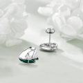 wholesale 925 Sterling Silver Green Enamel Frog Stud Earrings Animal s for Women Girls-0-5