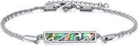 wholesale 925 Sterling Silver Abalone Shell Wave Design Charm Bracelet for Women-Wave