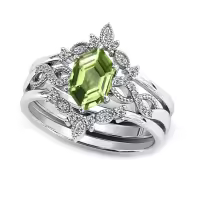 wholesale 925 Sterling Silver Moissanite Hexagon Gemstone Engagement Ring Set with Birthstone Engraving-London Blue Topaz-Sapphire-Peridot
