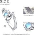 wholesale 925 Sterling Silver Moonstone Hockey Golf Ball Adjustable Ring for Women-0-5