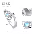 wholesale 925 Sterling Silver Moonstone Hockey Golf Ball Adjustable Rings Wholesale for Women-0-5