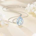 wholesale 925 Sterling Silver Teardrop Mother Daughter Son Pendant Necklaces with Blue Shell and Cubic Zirconia for Women Girls Gifts-0-4
