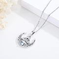 wholesale 925 Sterling Silver Crescent Moon Trinity Knot Moonstone Pendant Necklace-0-1