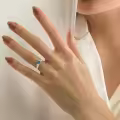 TOUPOP Sterling Silver Moss Agate Ring Set For Women-0-1
