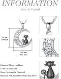 wholesale 925 Sterling Silver & 14k Gold Plated Moon with Black Cat Pendant Necklace - 3D Claw Design and Cubic Zirconia Stone (Black)-0-1