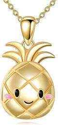 wholesale 925 Sterling Silver Gold Plated Pineapple Fruit Charm Necklace for Women Gifts-0-0