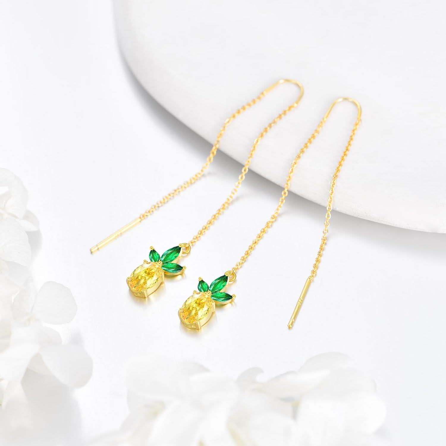 wholesale 925 Sterling Silver Pineapple Ear Thread Earrings for Women-0-1