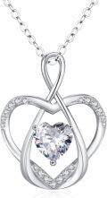 wholesale 925 Sterling Silver CZ Infinity Heart Pendant Necklace for Women-0-0