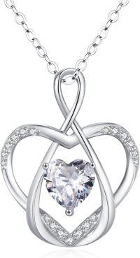 wholesale 925 Sterling Silver CZ Infinity Heart Pendant Necklace for Women-Large Infinity