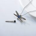 wholesale 925 Sterling Silver Dragonfly Urn Pendant Necklace Turquoise Stone Oxidized Memorial Jewelry-0-85