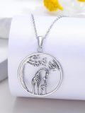 wholesale 925 Sterling Silver Giraffe Tree of Life Pendant Necklace - Cute  for Women & Men-0-1