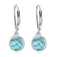 wholesale 925 Sterling Silver Turquoise Drop Earrings For Women And Girls-R-Turquoise