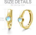 wholesale Gold 925 Sterling Silver Blue Moonstone Hoop Earrings for Women and Girls-0-4