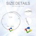 wholesale 925 Sterling Silver Puzzle Heart Charm Autism Awareness Bracelet with Colorful Enamel Accents - Adjustable Chain Gift for Women and Moms-0-5