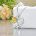 wholesale 925 Sterling Silver Sunflower Heart Pendant Necklace for Nurses and Artists Inspiring Gifts-0-2
