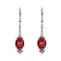 wholesale 925 Sterling Silver Blue Drop Earrings Wholesale With Cubic Zirconia-Garnet Red
