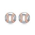 wholesale 925 Sterling Silver Round Cubic Zirconia Stud Earrings for Women and Men Sports Fans Gift-0-0