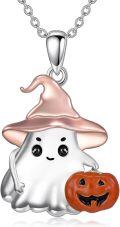 wholesale TOUPOP Halloween Necklace 925 Sterling Silver Witch Moon/ghost Pumpkin/bat Pendant Jewelry Christmas Birthday Halloween Gifts For Women -0-0