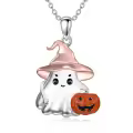 TOUPOP Sterling Silver Witch Moon Ghost Pumpkin Bat Pendant Necklace-0-0