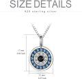 wholesale 925 Sterling Silver Round Blue Crystal Evil Eye Pendant Necklace for Women -0-4