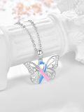 wholesale Sterling Silver Butterfly Pendant Necklace PTSD Awareness Inspirational Jewelry Gift for Women-0-12