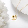 wholesale 14K Gold Honeybee Heart Flower Diamond Pendant Necklace for Women's Gifts-0-3